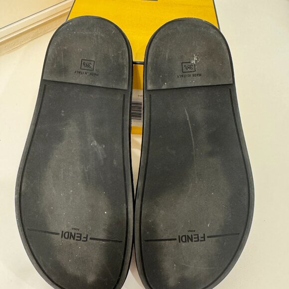 FENDI LEATHER LOGO SLIDES WOMEN - SIZE 38.5 - GREAT CONDITION W/ BOX - Picture 4 of 4